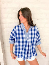 Load image into Gallery viewer, Checkered Craze Blue Top