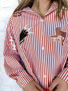 Queen Of Sparkles Texas Mini Icon Striped Button Down