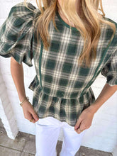 Load image into Gallery viewer, Live Your Life Right Green Plaid Blouse