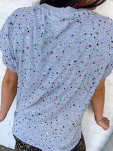 Load image into Gallery viewer, Queen Of Sparkles Grey Multi Rhinestone Tee