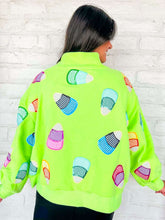 Load image into Gallery viewer, Queen Of Sparkles Green Multi Gingham Candy Corn Mock Sweatshirt