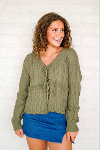 I Need You Now Olive Cardigan