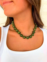 Load image into Gallery viewer, Resin Round Army Green Bead Necklace