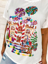 Load image into Gallery viewer, Queen Of Sparkles White Gingerbread House Scene Tee