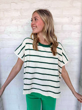 Load image into Gallery viewer, Set A Goal Hunter Green Striped Sweater Top