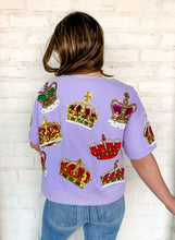 Load image into Gallery viewer, Queen Of Sparkles Lavender Scattered Crown Top