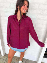 Load image into Gallery viewer, Queen Of Sparkles Maroon Rhinestone Button Up Top
