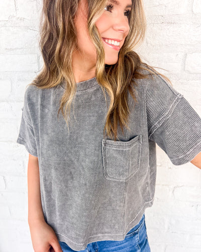 Wanting To Stay Charcoal Top