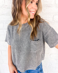 Wanting To Stay Charcoal Top