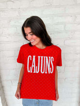Load image into Gallery viewer, Jordan Amanda Red Rhinestone Cajuns Top