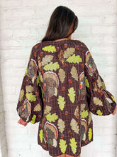Load image into Gallery viewer, Queen Of Sparkles Brown Plaid Turkey &amp; Leaves Button Up Long Sleeve Dress