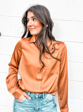 Load image into Gallery viewer, Search For More Brown Satin Top