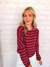 Load image into Gallery viewer, Light Up The Sky Burgundy Stripe Top
