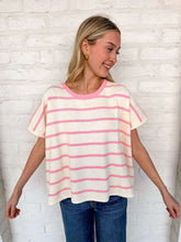 Load image into Gallery viewer, Set A Goal Dark Pink Striped Sweater Top