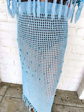 Load image into Gallery viewer, Queen Of Sparkles Aqua Blue Rhinestone Fringe Skirt