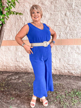 Load image into Gallery viewer, Check Me Out Jumpsuit Blue