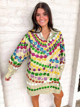 Load image into Gallery viewer, Queen Of Sparkles Gold Mega Bead Button Up Collar Dress