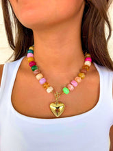 Load image into Gallery viewer, Multi Beaded Heart Charm Toggle Necklace