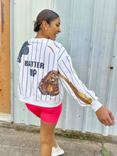 Load image into Gallery viewer, Queen Of Sparkles Baseball Queen Batter Up Sweater White/Navy