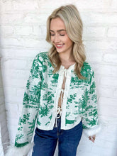 Load image into Gallery viewer, Queen Of Sparkles Green &amp; White Christmas Twall Feather Sleeve Sweater