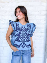 Load image into Gallery viewer, THML Singing Blues Ruffle Sleeve Top