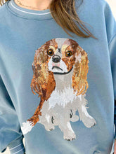 Load image into Gallery viewer, Queen Of Sparkles Dusty Blue King Charles Spaniel Sweatshirt