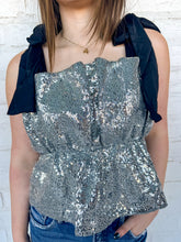 Load image into Gallery viewer, Shimmery Nights Silver Top
