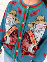 Load image into Gallery viewer, Queen Of Sparkles Blue Crawfish Santa Button Up
