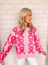 Load image into Gallery viewer, Queen Of Sparkles Pink Breast Cancer Ribbon Cardigan