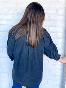 Taking Compliments Black Denim Top