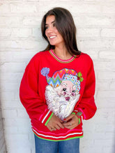Load image into Gallery viewer, Queen Of Sparkles Red Multi Hat Metallic Santa Sweatshirt