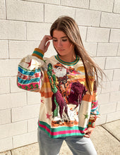 Load image into Gallery viewer, Queen Of Sparkles Multi Vintage Cowboy Santa Sweatshirt