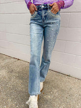 Load image into Gallery viewer, Beautiful Daze Pearl Rhinestone Wide Jeans