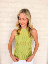 Load image into Gallery viewer, Queen Of Sparkles Green Wavy Rhinestone Tank