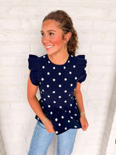 Load image into Gallery viewer, Polka Dot Power Navy Top