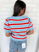 Load image into Gallery viewer, Reaching Out Blue Red Top