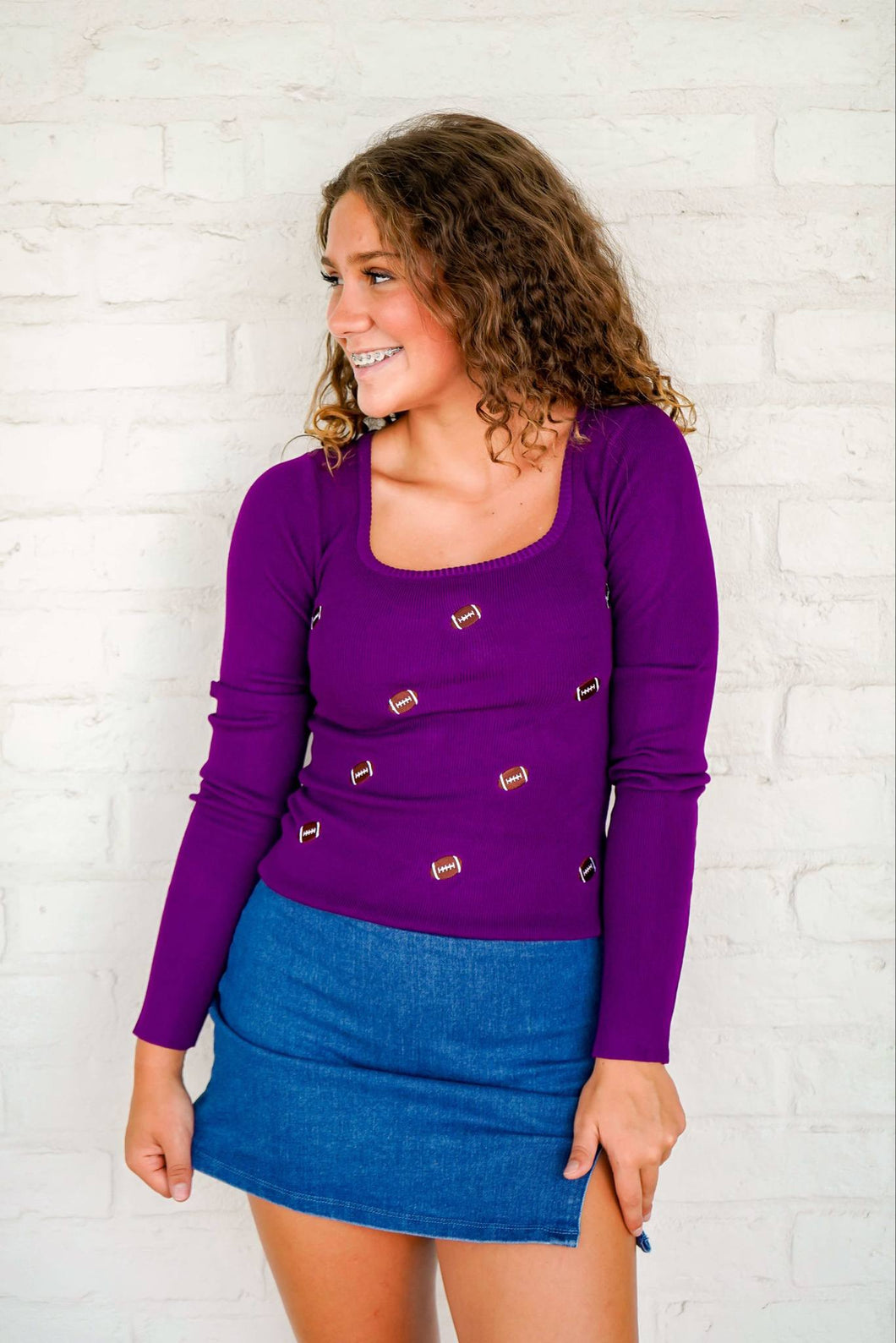 Hold That Thought Sweater Purple Top