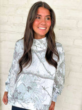Load image into Gallery viewer, Queen Of Sparkles Camo Grey Rhinestone Mock Sweatshirt