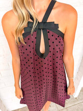 Load image into Gallery viewer, Flourish Remains Burgundy Polka Dot Dress
