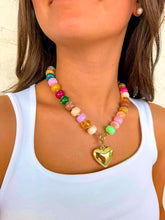 Load image into Gallery viewer, Multi Beaded Heart Charm Toggle Necklace