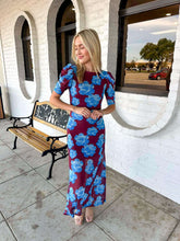Load image into Gallery viewer, Blossom Blooms Wine Dress