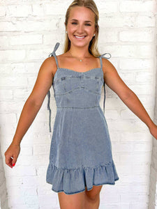 Travel With Me Light Denim Dress
