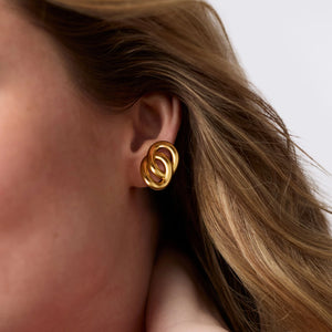 julie vos gold-link earring, gold stud earrings, gold studs