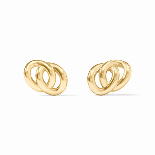 julie vos gold-link earring, gold stud earrings, gold studs
