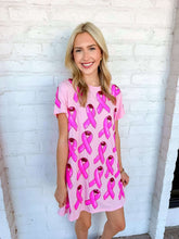 Load image into Gallery viewer, Queen Of Sparkles Pink Breast Cancer Ribbon Tee Dress
