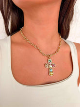 Load image into Gallery viewer, Multi Crystal Cross Necklace