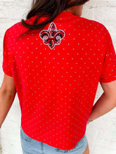 Load image into Gallery viewer, Jordan Amanda Red Rhinestone Cajuns Top