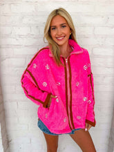 Load image into Gallery viewer, Queen Of Sparkles Hot Pink Rhinestone Zip Up Fleece
