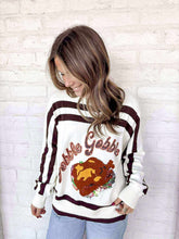 Load image into Gallery viewer, Queen of Sparkles Gobble Gobble Brown Stripe Long Sleeve