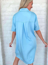 Load image into Gallery viewer, Brunch Date Light Denim Shirt Dress